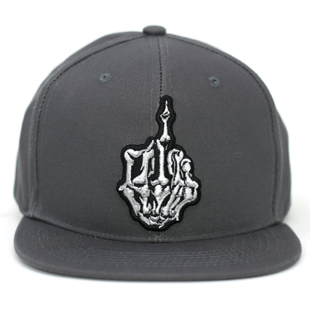Skeleton Hand "One Finger Salute" Snapback Cap