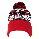 Pom Pom Beanies Trendy Winter Hats - Red, Black & White