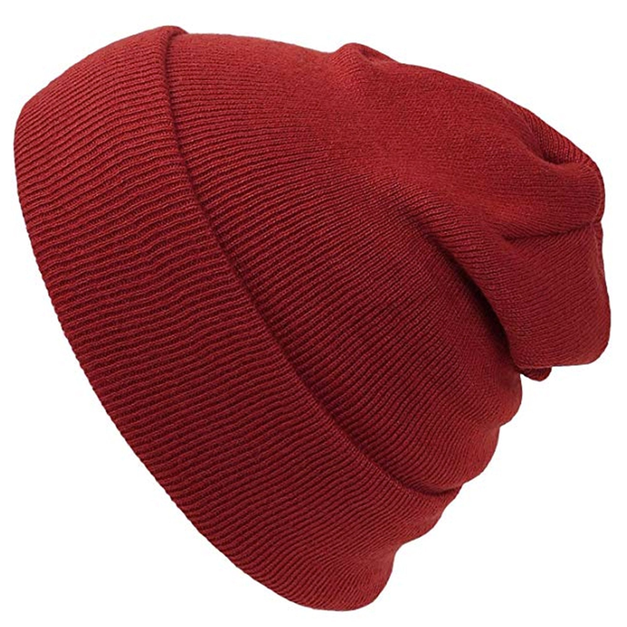 Long Beanie Men Women - Unisex Cuffed Plain Skull Knit Hat Cap