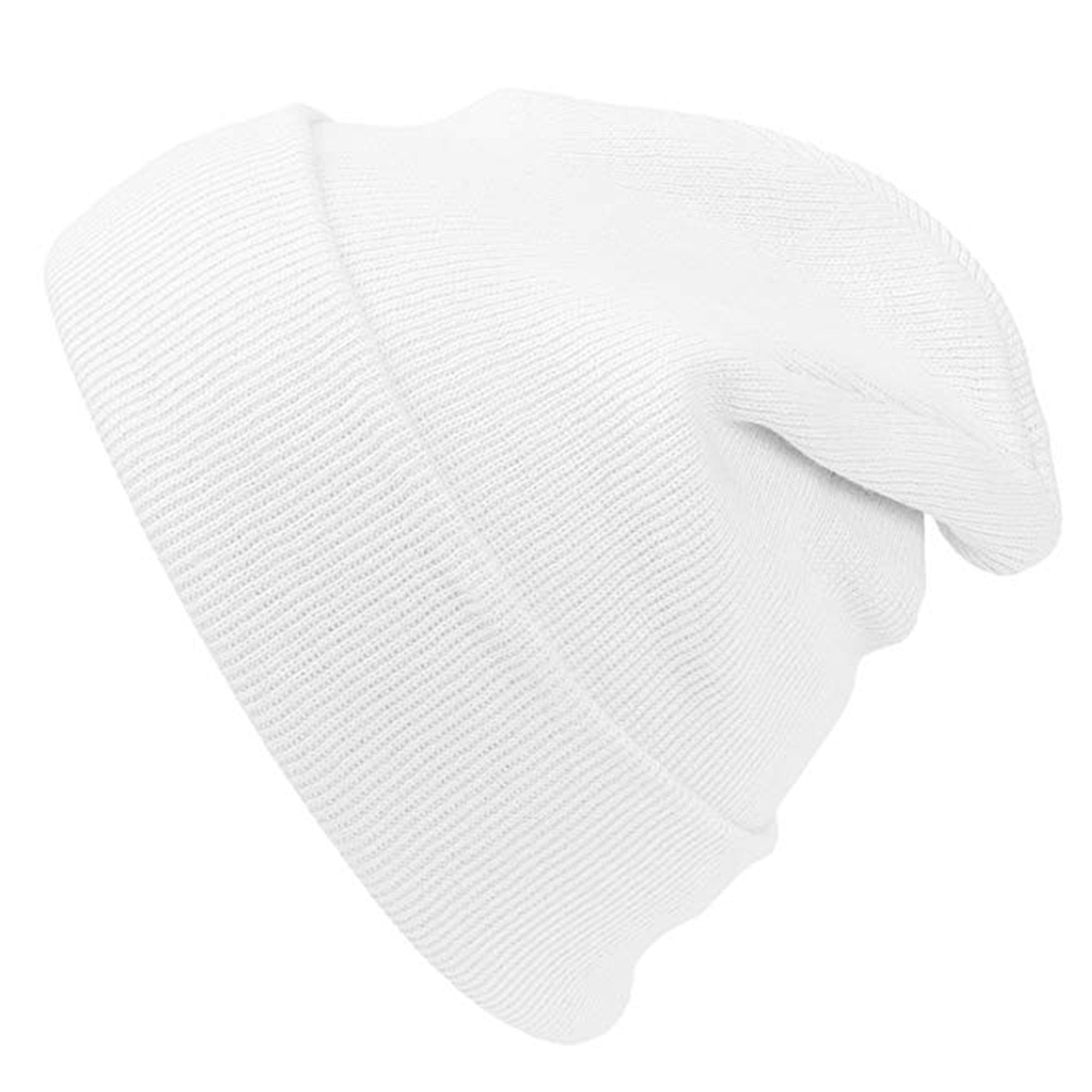 Long Beanie Men Women - Unisex Cuffed Plain Skull Knit Hat Cap