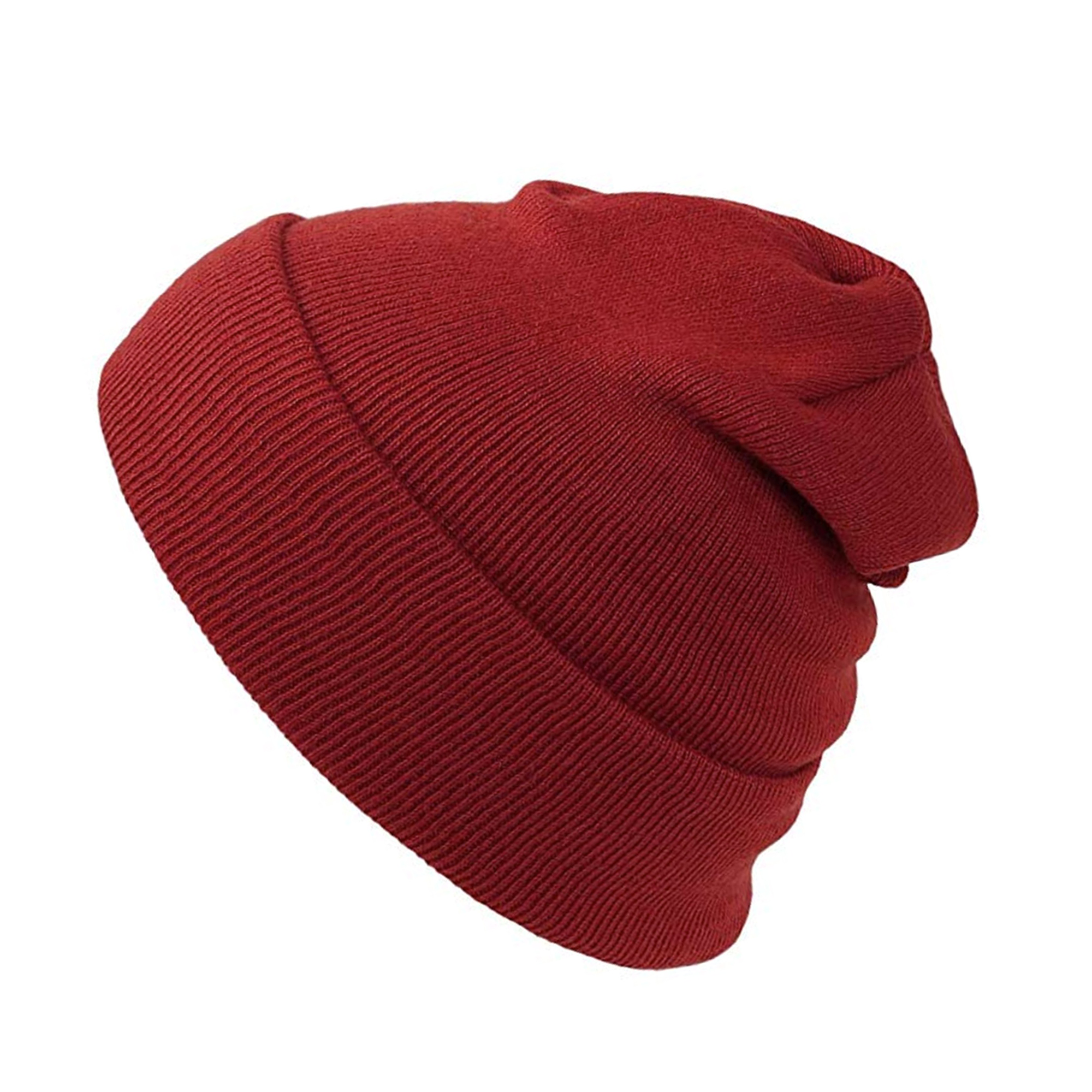 Long Beanie Men Women - Unisex Cuffed Plain Skull Knit Hat Cap