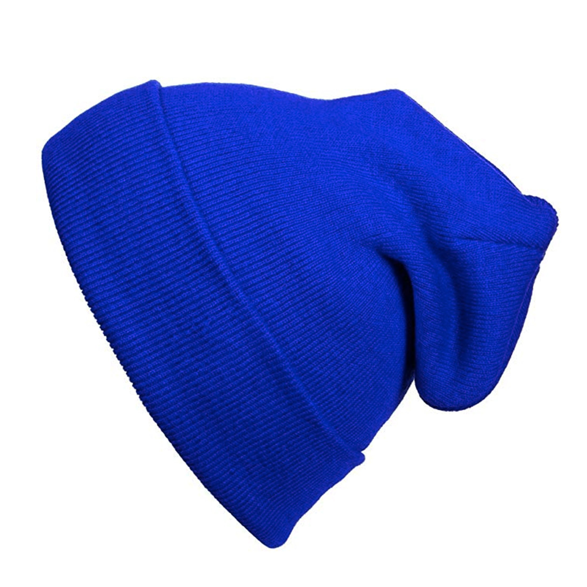 Long Beanie Men Women - Unisex Cuffed Plain Skull Knit Hat Cap