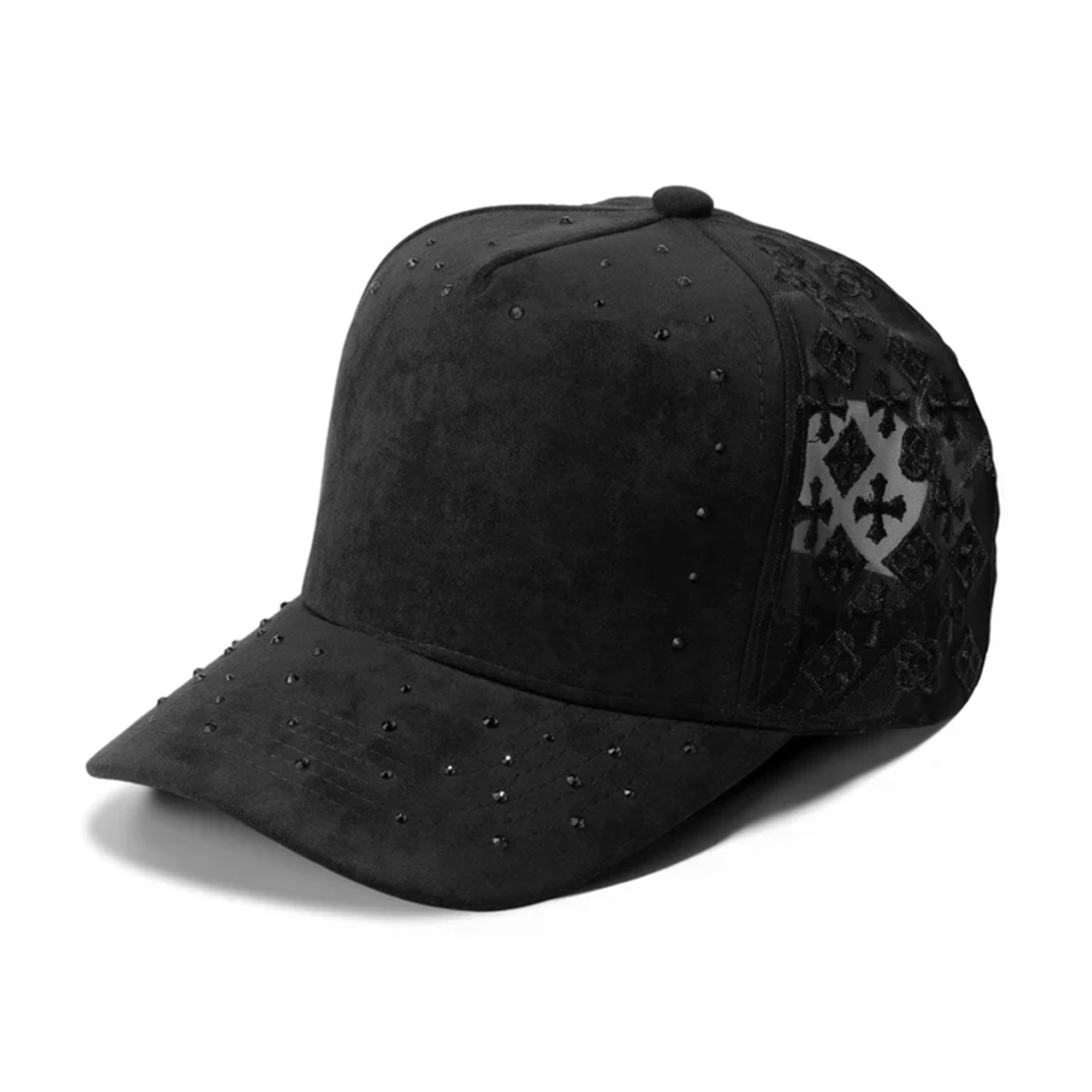 Blank 5Panel Suede Mesh Monogram with Rhinestones