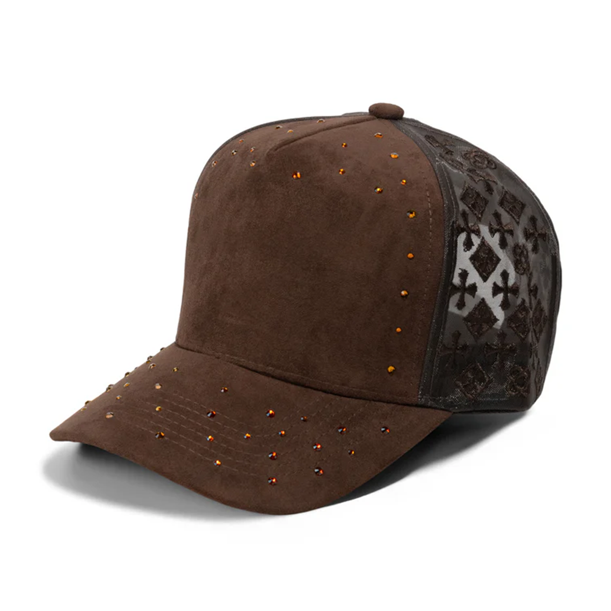 Blank 5Panel Suede Mesh Monogram with Rhinestones