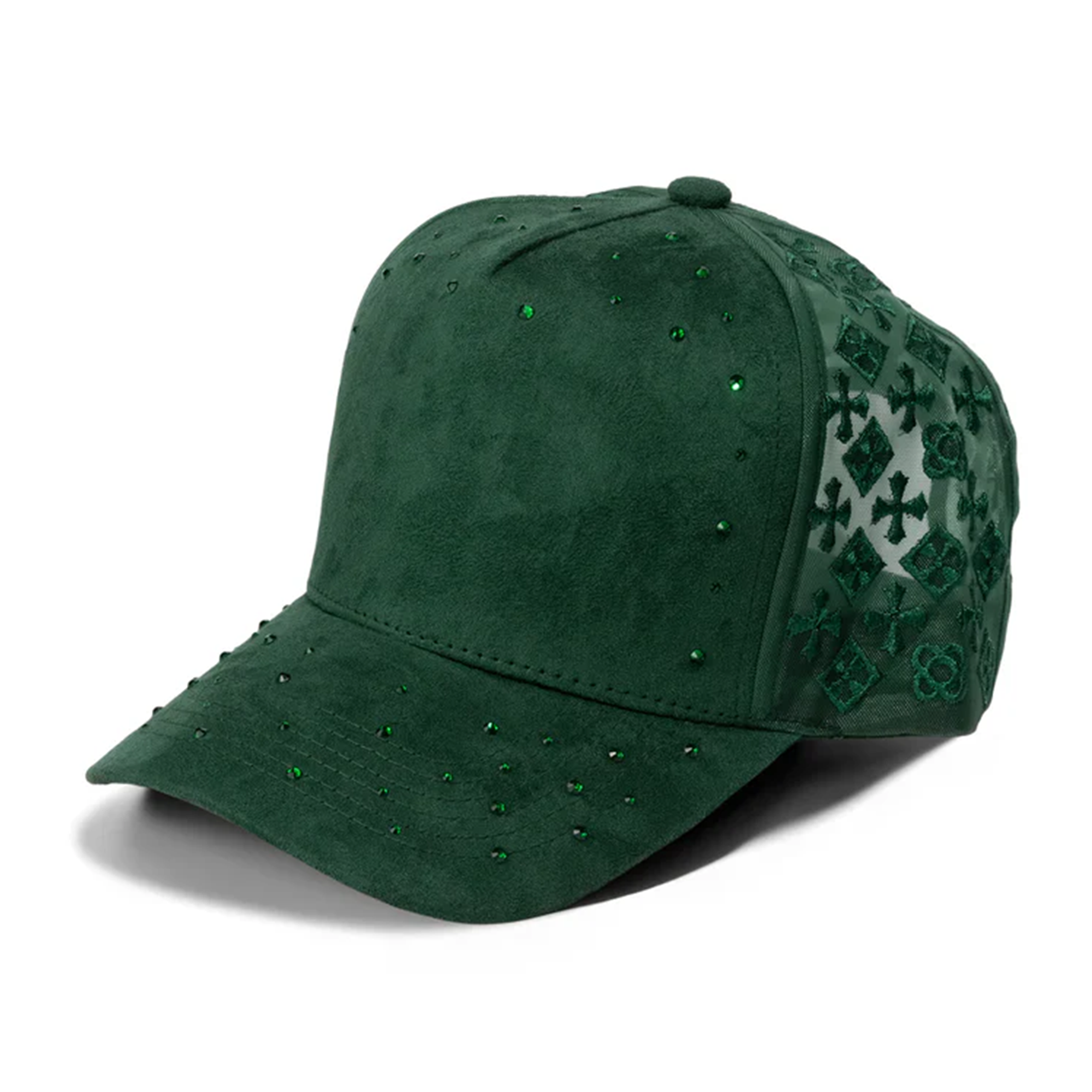 Blank 5Panel Suede Mesh Monogram with Rhinestones