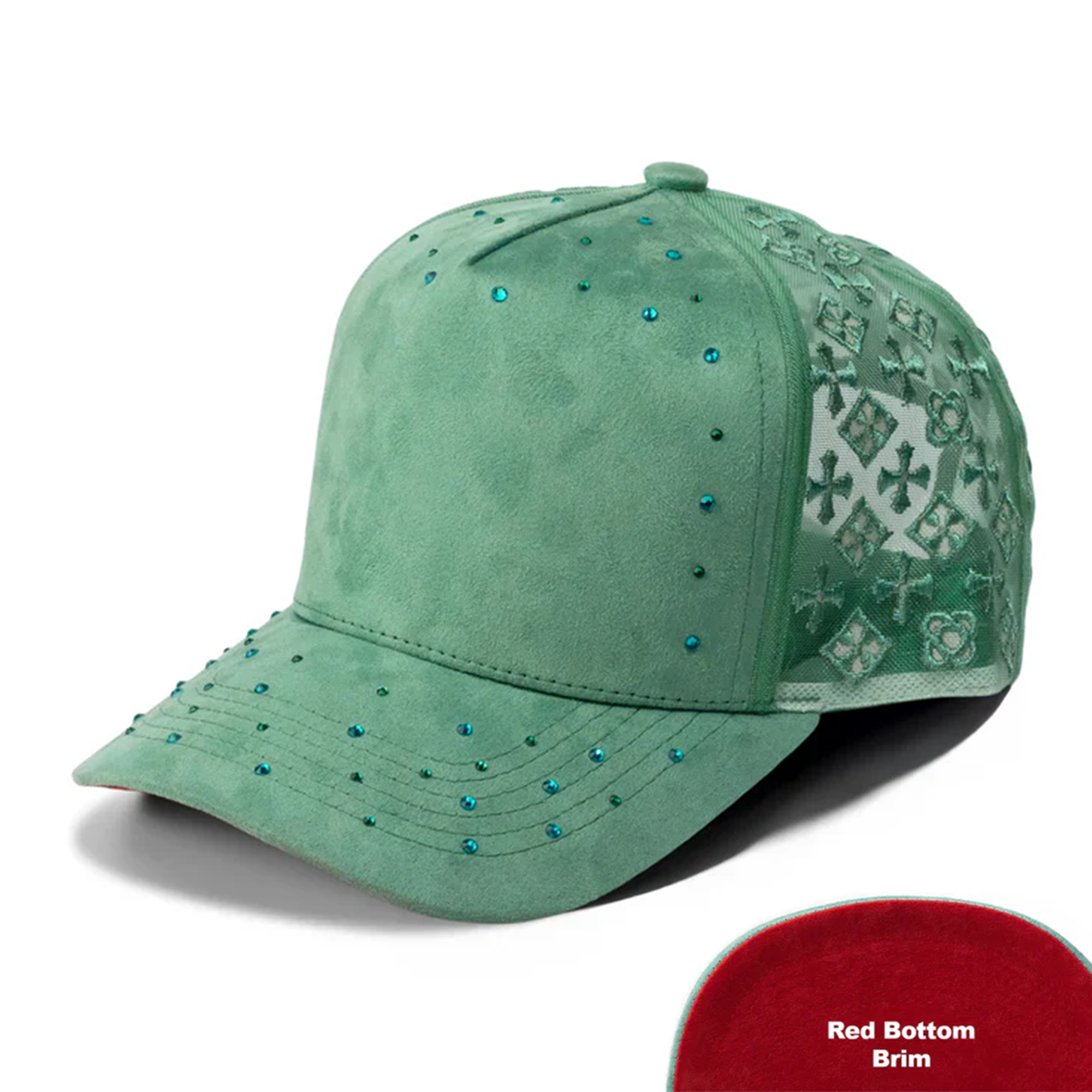 Blank 5Panel Suede Mesh Monogram with Rhinestones