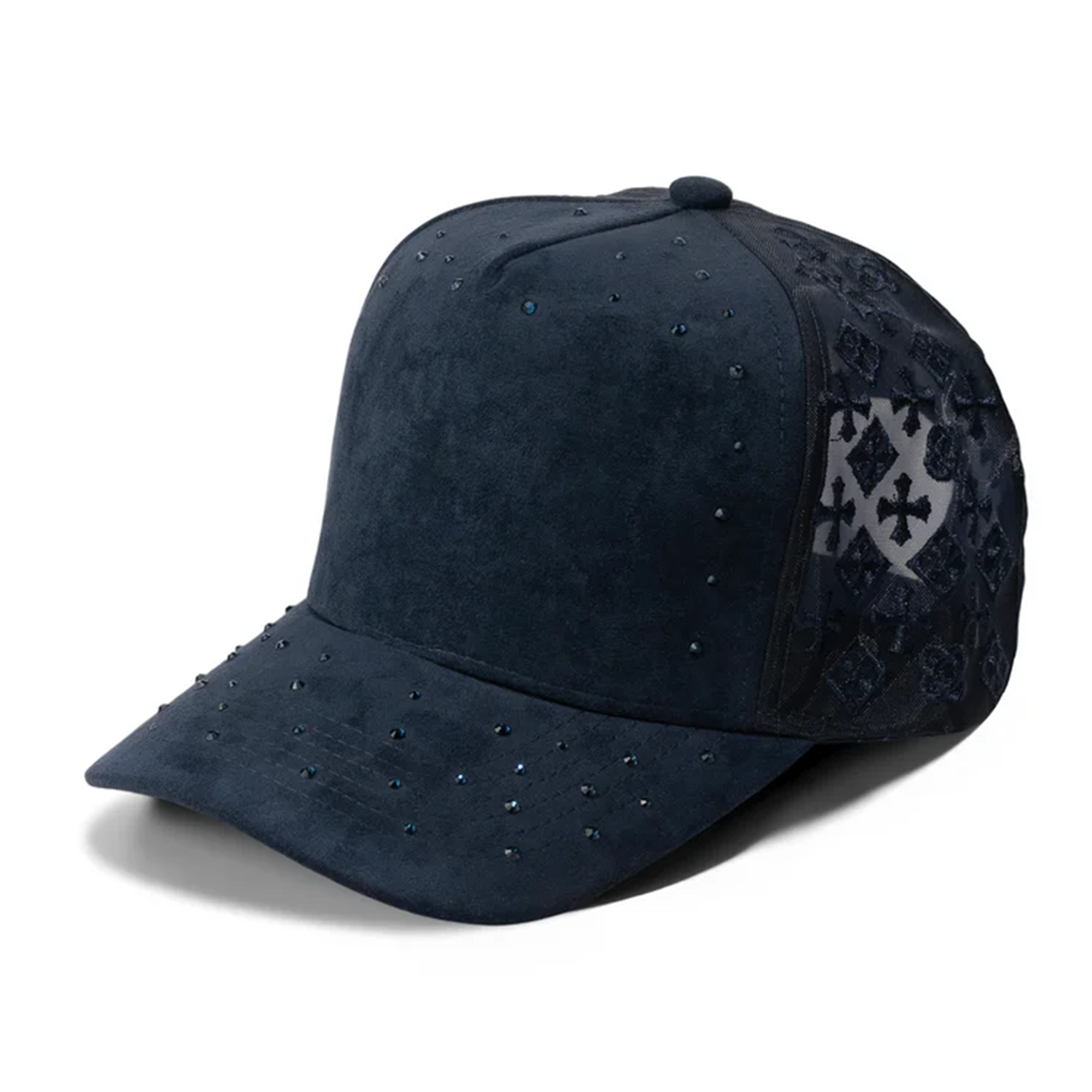 Blank 5Panel Suede Mesh Monogram with Rhinestones