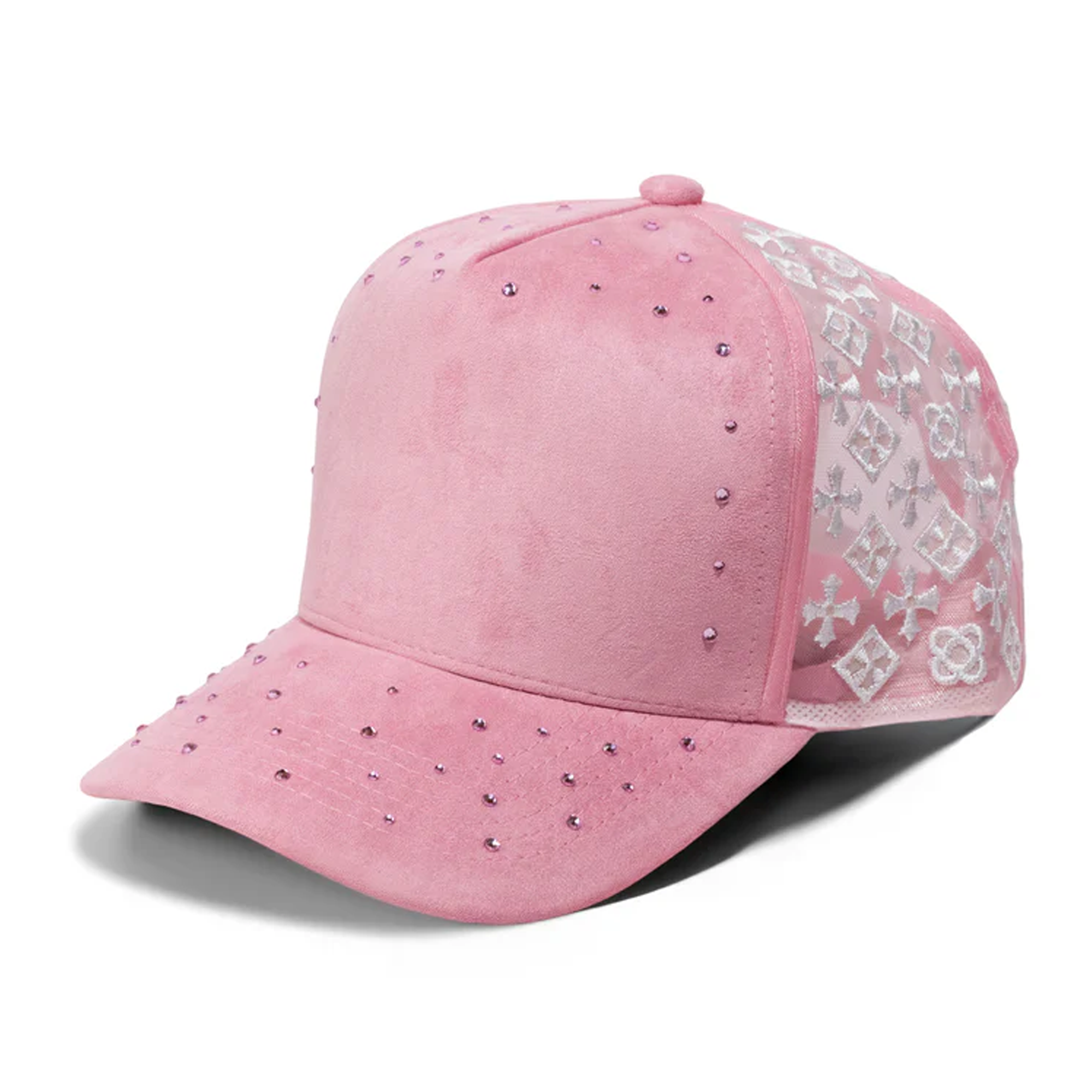 Blank 5Panel Suede Mesh Monogram with Rhinestones