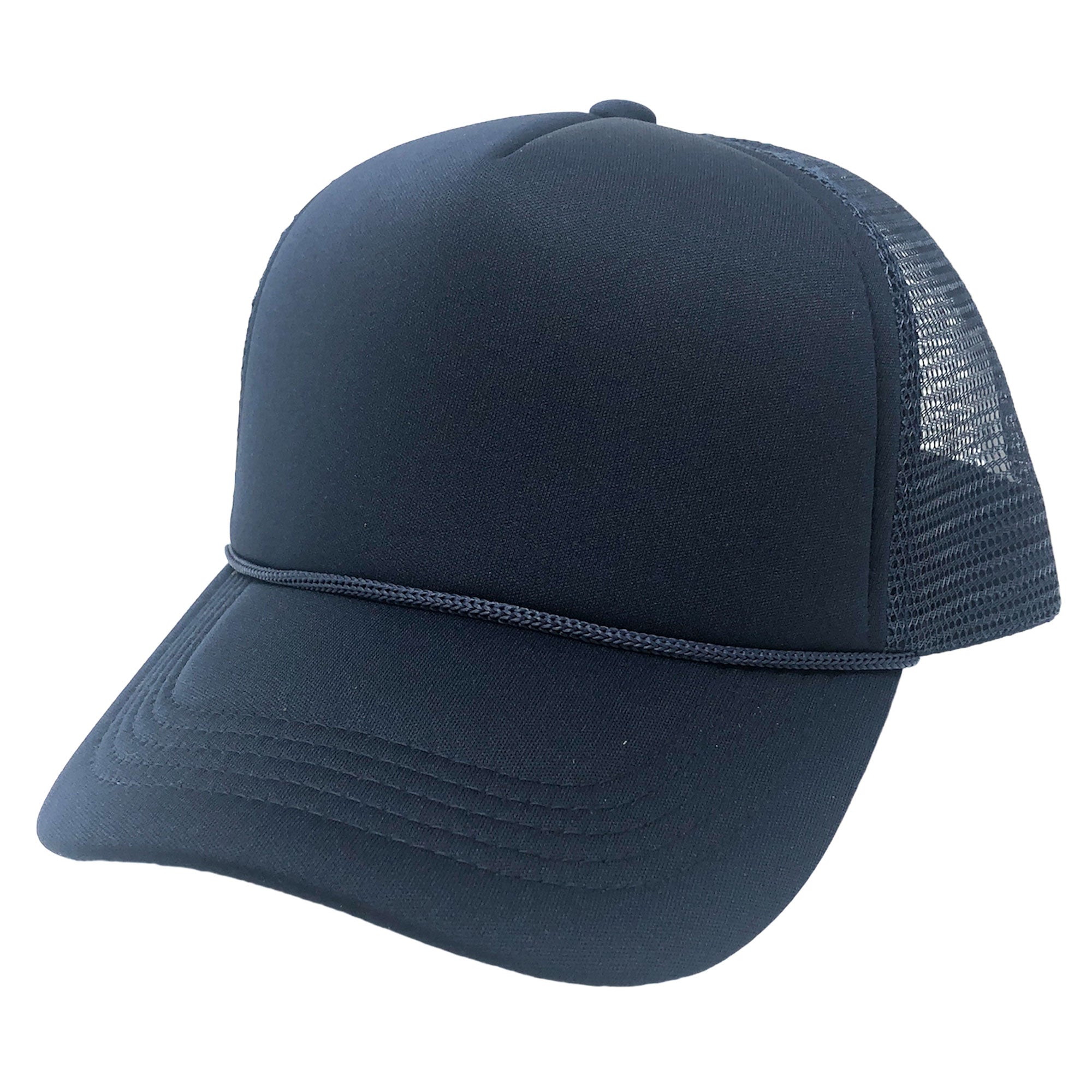Polyester Foam Front Solid Color Five Panel High Crown Golf Style Mesh Back Caps Royal Wholesale Custom Printing & Embroidery
