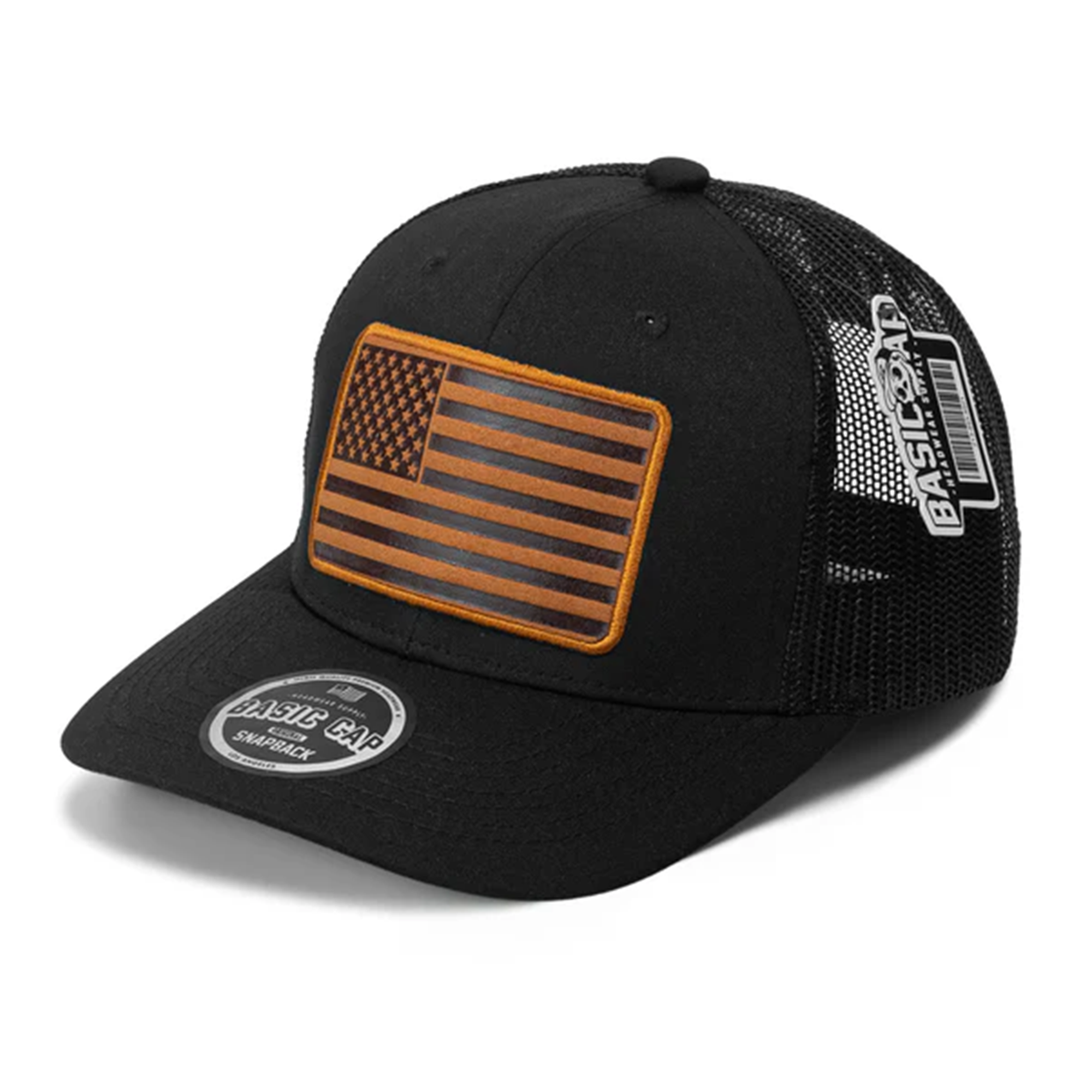 USA Flag Leather Patch Cap