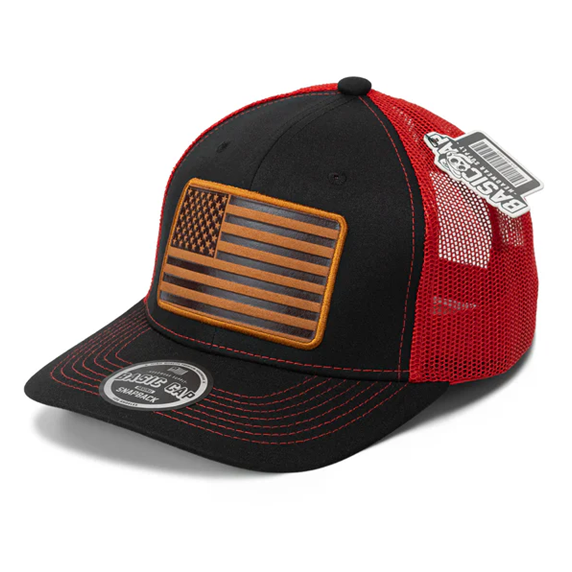 USA Flag Leather Patch Cap