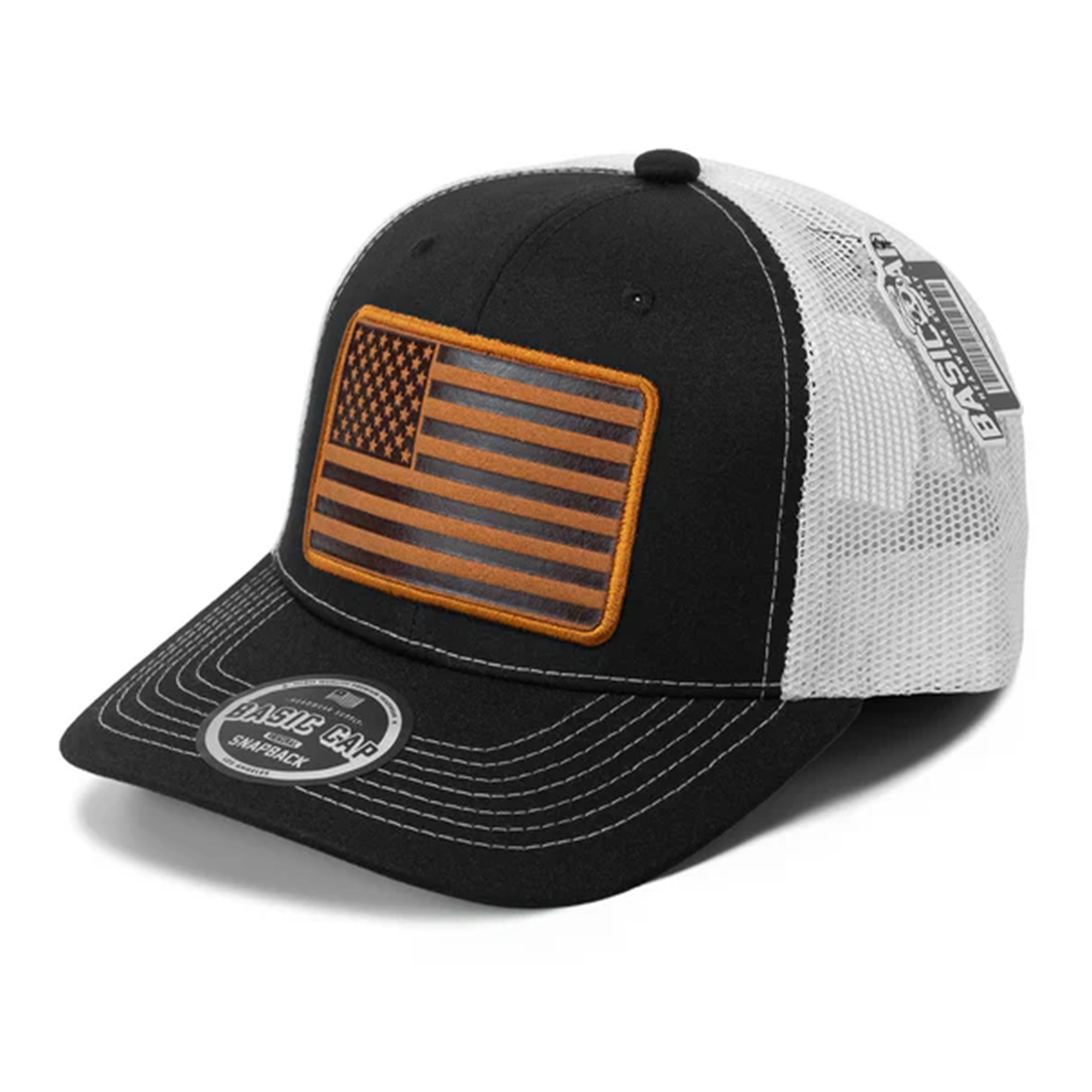 USA Flag Leather Patch Cap