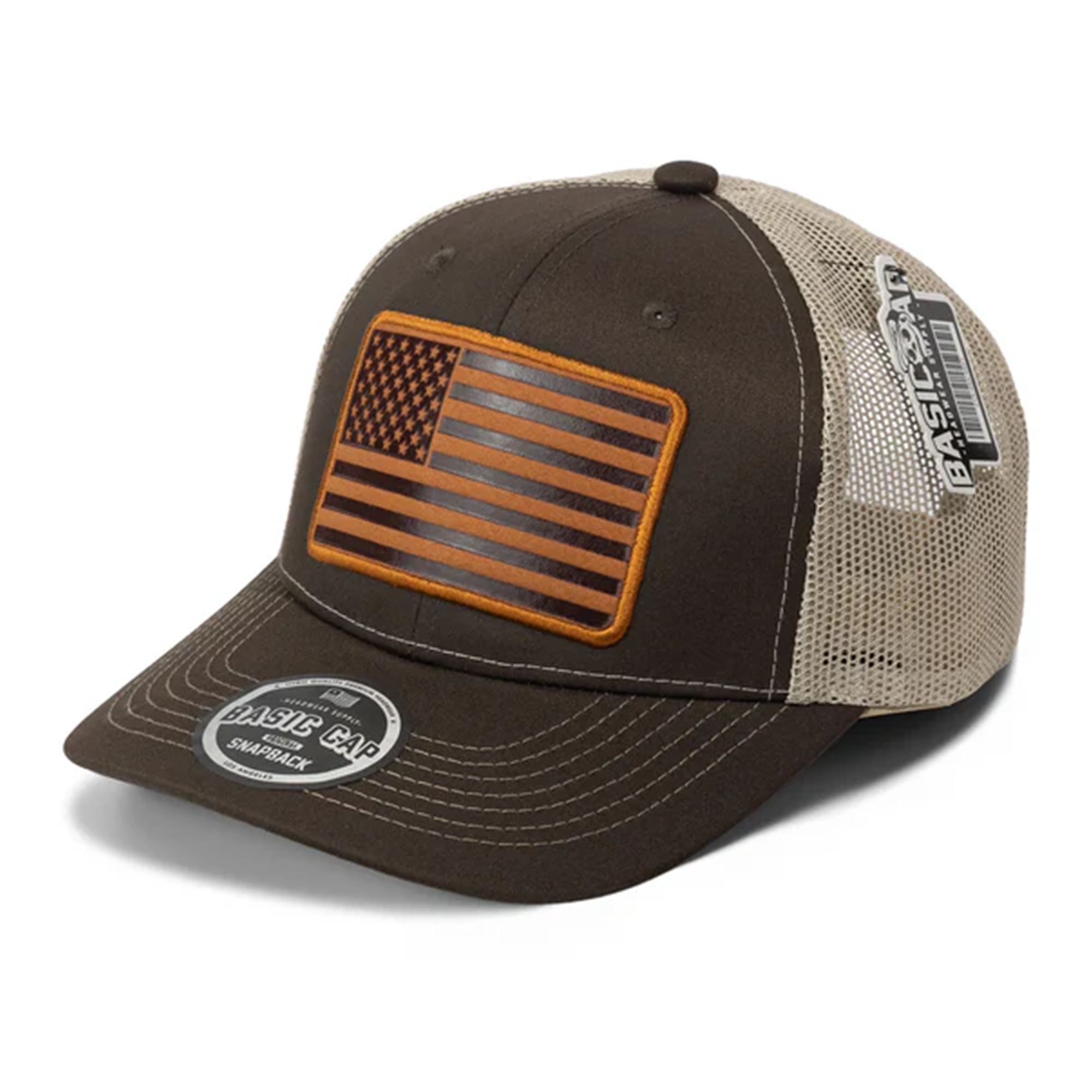 USA Flag Leather Patch Cap