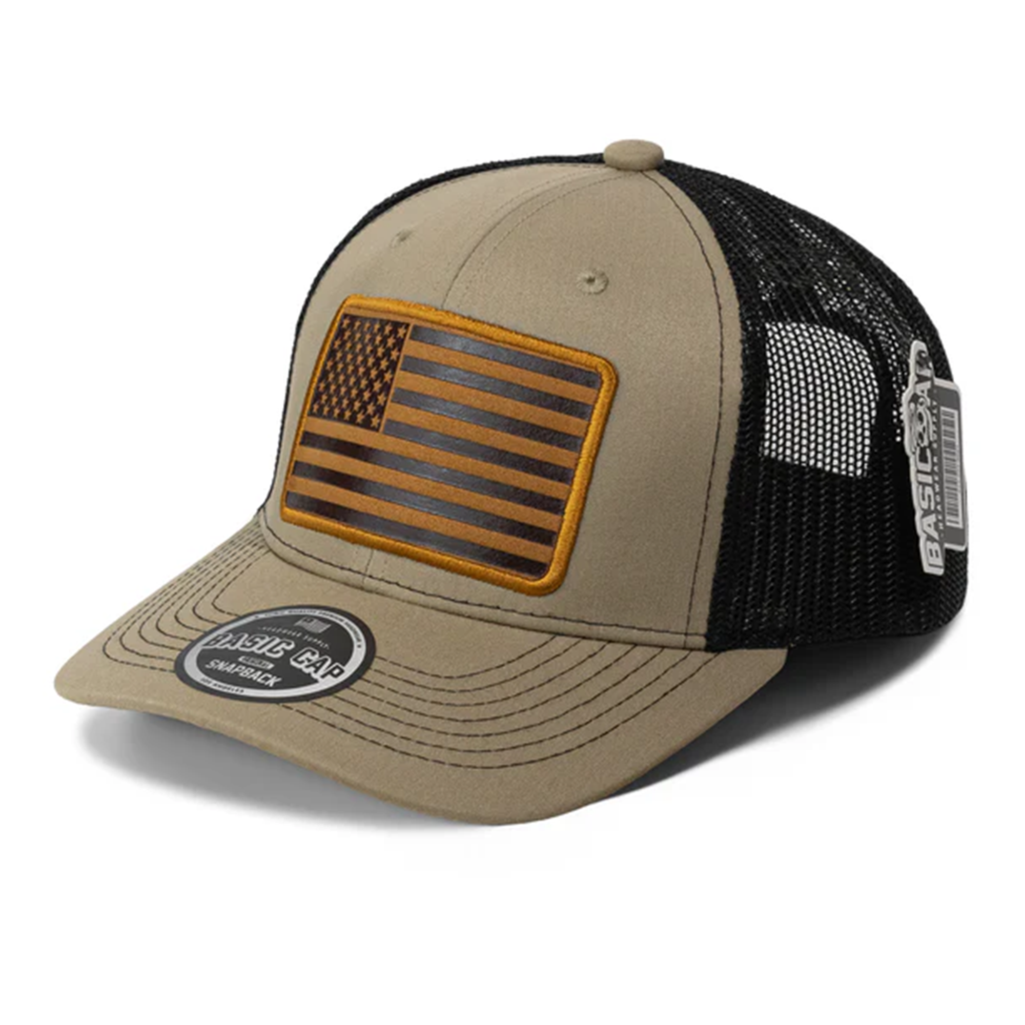 USA Flag Leather Patch Cap