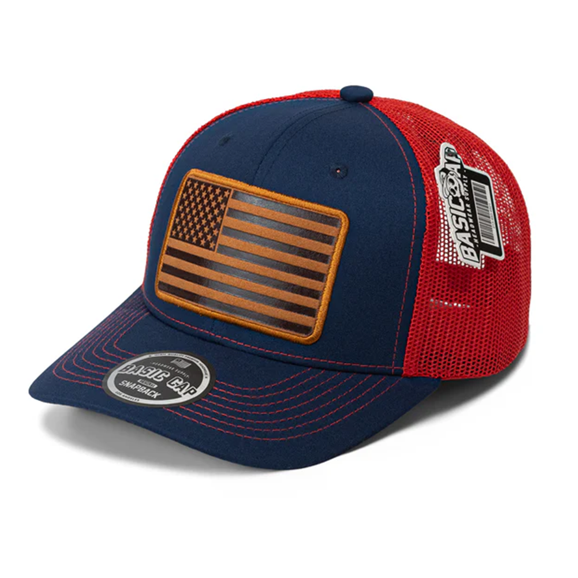 USA Flag Leather Patch Cap