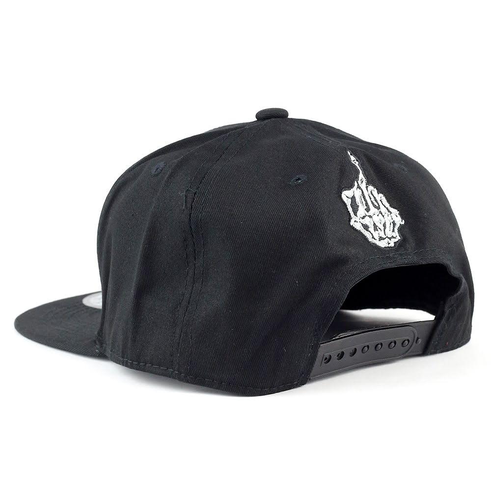 Skeleton Hand "One Finger Salute" Snapback Cap-Black - Pro Cap Inc.