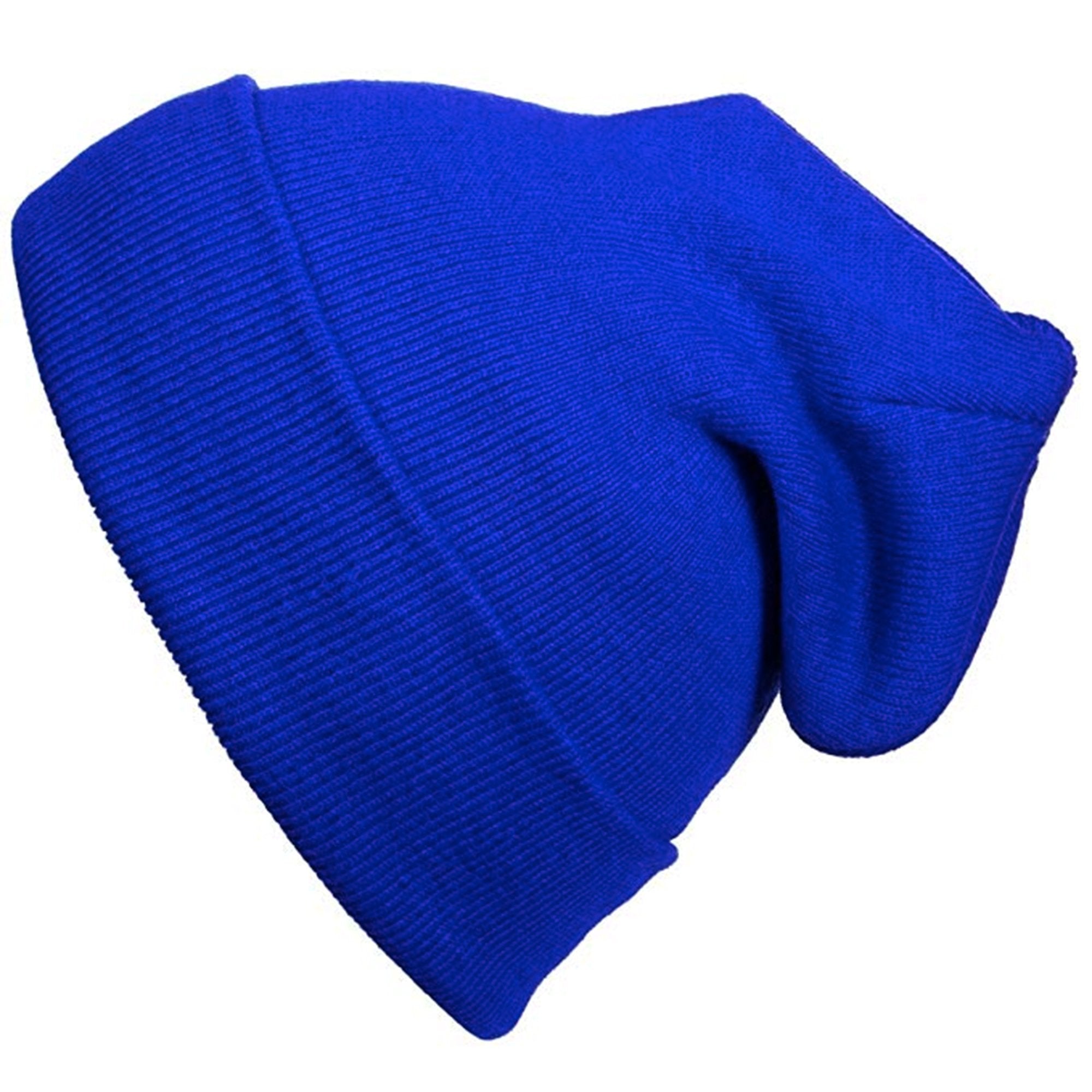 Long Beanie Men Women - Unisex Cuffed Plain Skull Knit Hat Cap